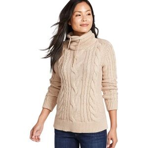 L.L. Bean Women's Cable Knit Sweater - Beige